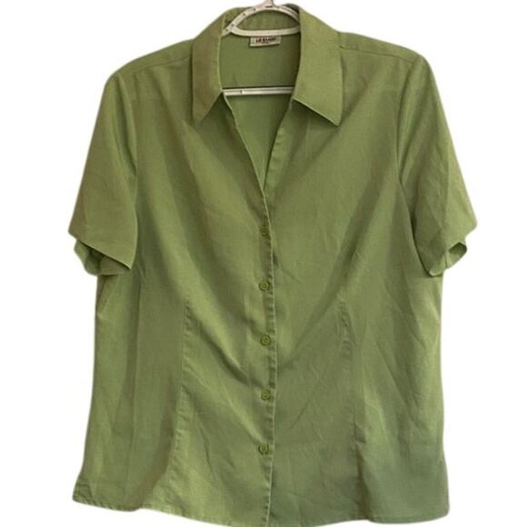 Liz Baker Petite Light Green Tailored Button Up Short Sleeve - Picture 1 of 5